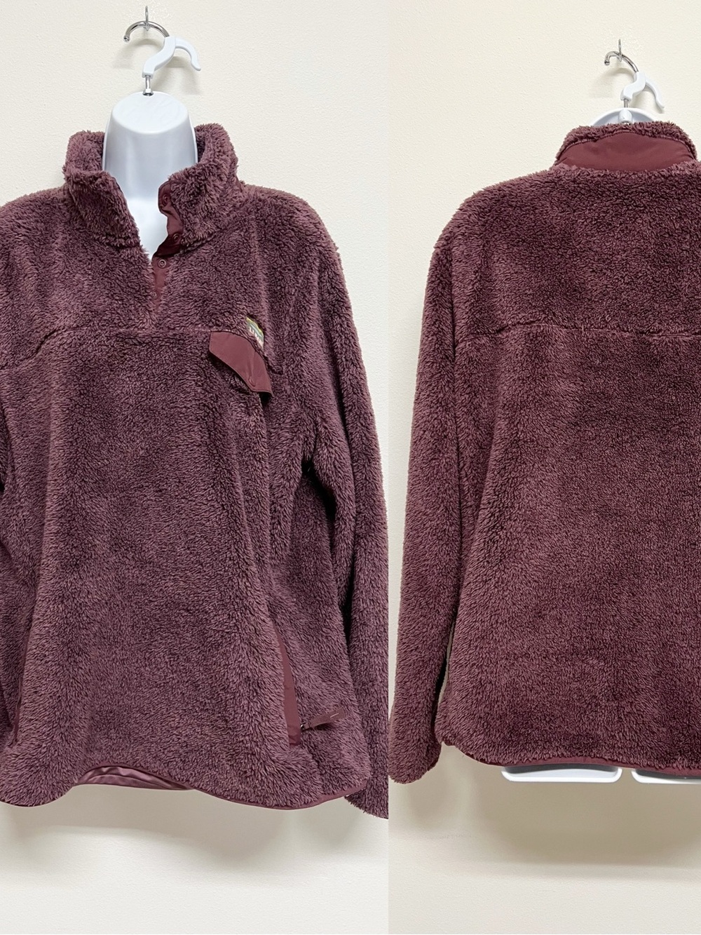 LL Bean Womens Burgandy Hi Pile Ultra Plush Fleece Pullover Size XL - Picture 10 of 10